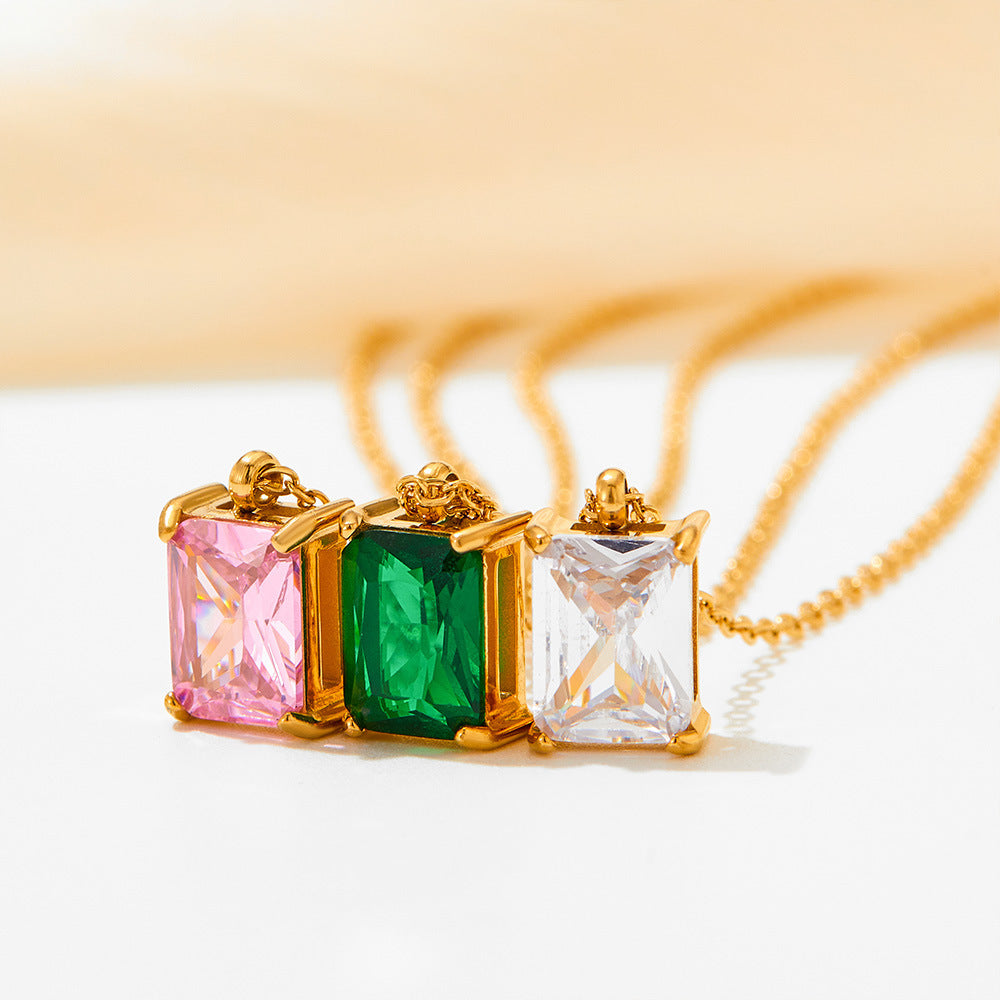 Necklace Stainless Steel Girl Zircon Female