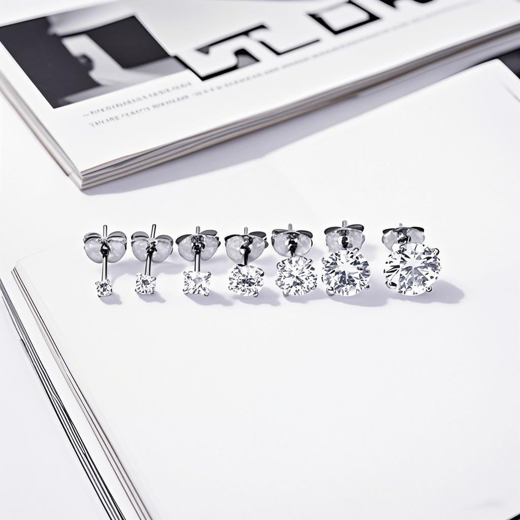 Butterfly Clasp Four-claw Inlaid Zircon Ear Studs