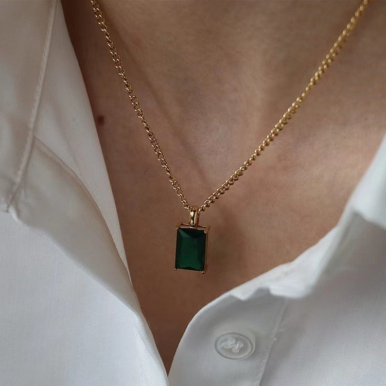 Necklace Stainless Steel Girl Zircon Female