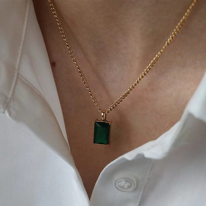 Necklace Stainless Steel Girl Zircon Female