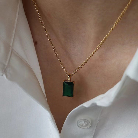 Necklace Stainless Steel Girl Zircon Female