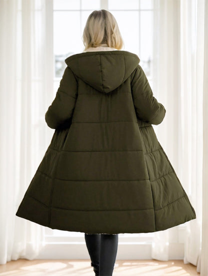 Women's Winter Long Sleeve Zip Up Hooded Cotton Padded Coat