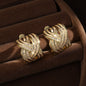 Women's Irregular Retro Inlaid Zirconium Thick C- Shaped Earrings