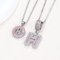 Rock Sugar 26-letter Pendant Necklace For Women, Copper Inlaid Zircon Round Flower Jewelry Set