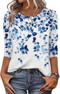 Printed 34 Sleeves Button Women's T-shirt