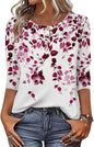 Printed 34 Sleeves Button Women's T-shirt
