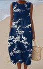 Sleeveless Casual Printed Dress Slim Fit