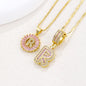 26 Letter Pendant Necklace Copper Inlaid Zirconium Plated Real Gold