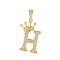 Gold Plated Copper Inlaid Zircon Crown 26 English Letters Full Diamond Pendant Parts