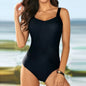 Printed Multicolor Conservative One-piece In Stock Swimsuit