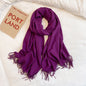 Simple Tassel Shawl Warm Artificial Cashmere Scarf