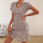 Fashion V-neck Loose Casual Holiday Floral Print Dress Women