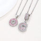 Rock Sugar 26-letter Pendant Necklace For Women, Copper Inlaid Zircon Round Flower Jewelry Set