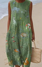 Sleeveless Casual Printed Dress Slim Fit