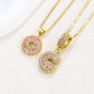 26 Letter Pendant Necklace Copper Inlaid Zirconium Plated Real Gold