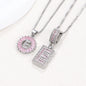 Rock Sugar 26-letter Pendant Necklace For Women, Copper Inlaid Zircon Round Flower Jewelry Set