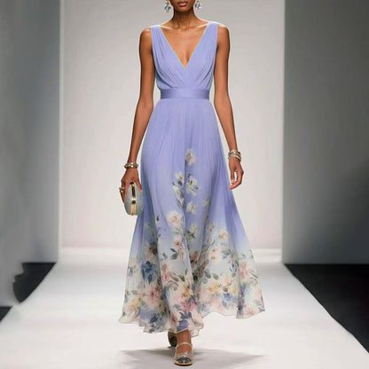 Sexy Vest Chiffon Printed Dress
