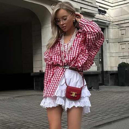 Personality New Cotton Plaid Women's Shirt