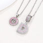 Rock Sugar 26-letter Pendant Necklace For Women, Copper Inlaid Zircon Round Flower Jewelry Set