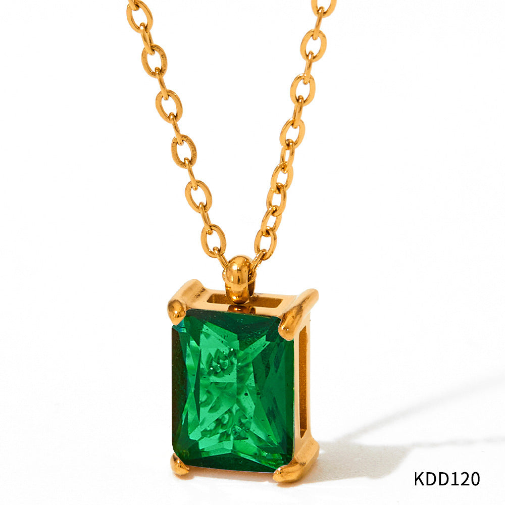 Necklace Stainless Steel Girl Zircon Female