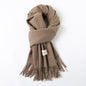 Simple Tassel Shawl Warm Artificial Cashmere Scarf