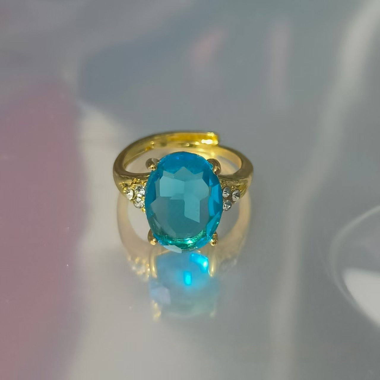 Inlaid Zircon Love Heart-shaped Ring All-match Open Ring