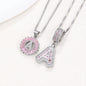 Rock Sugar 26-letter Pendant Necklace For Women, Copper Inlaid Zircon Round Flower Jewelry Set